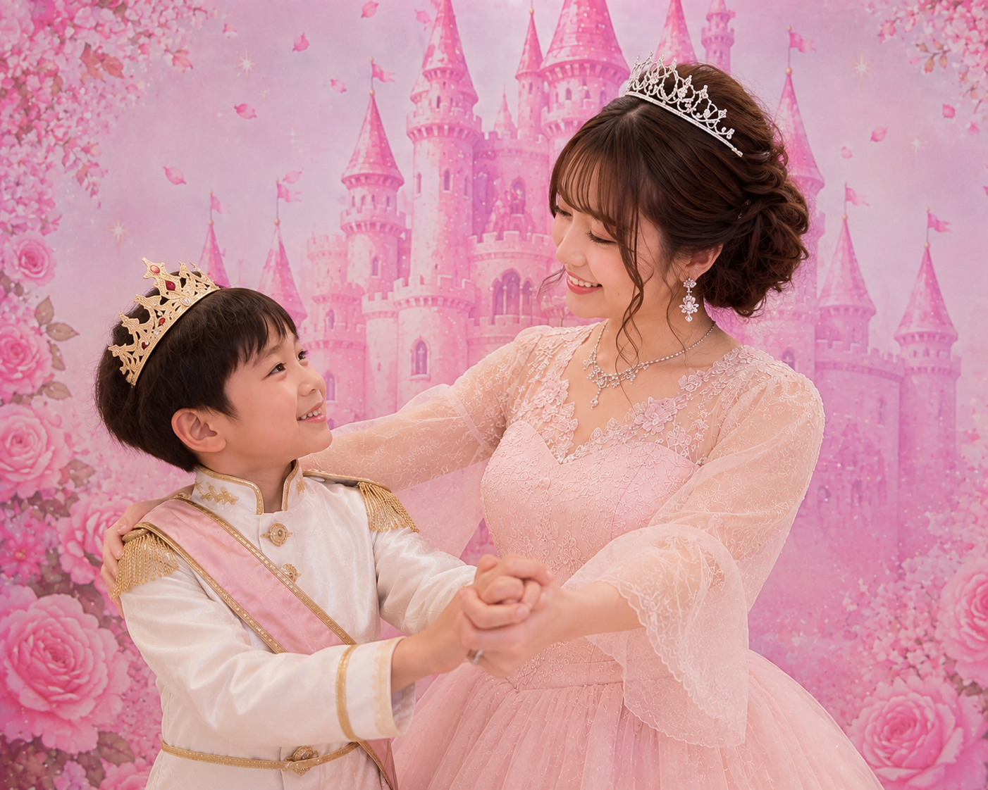 王子様スタイルの男の子と親子